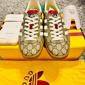 Gucci x Adidas Gazelle Beige GG Monogram Shoe US Men Size 7.5